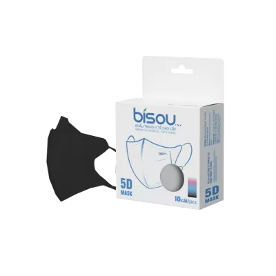 Khẩu Trang 5D Mask Bisou Cao Cấp Đen Hộp 10 Cái